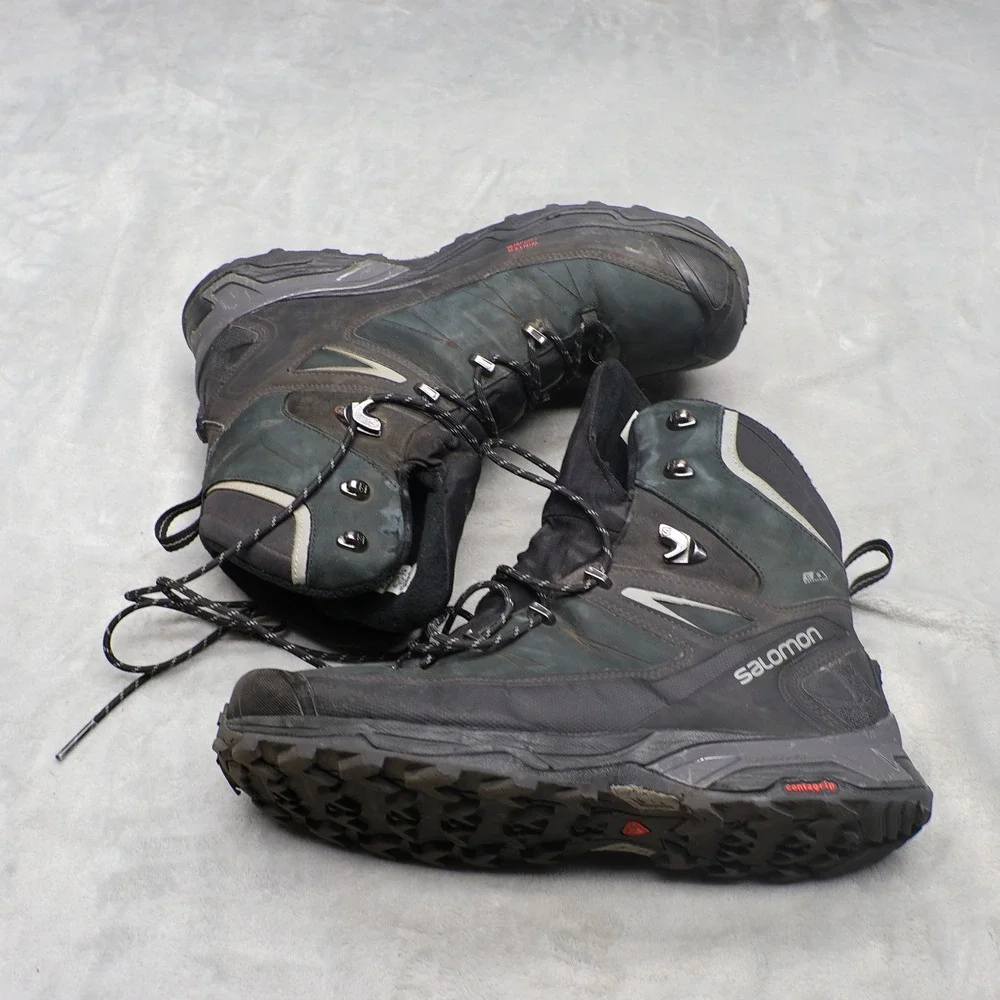 Salomon Mens 10.5 Hiking Boots Black X Ultra Winter CS WP‎ 2 Leather Contagrip